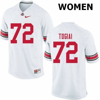 NCAA Ohio State Buckeyes Women's #72 Tommy Togiai White Nike Football College Jersey SZO6245OD